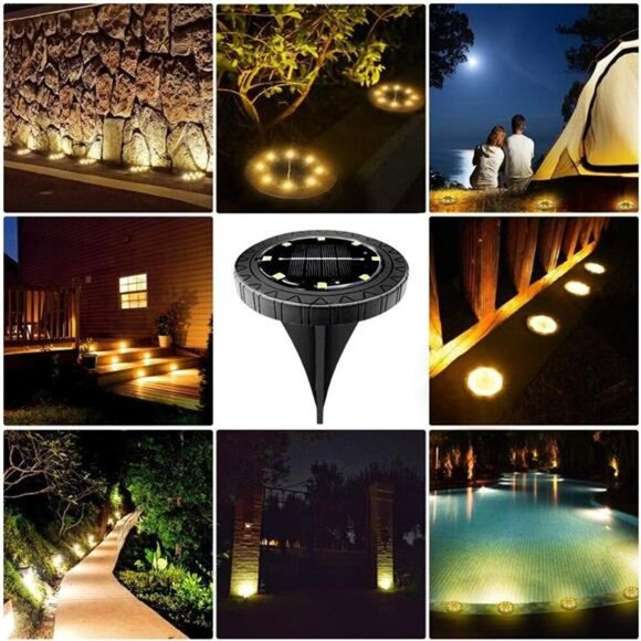 2 Sets Solar Powered Ground lights 12 Pack,Waterproof LED Solar Lights Outdoor l - Picture 5 of 7